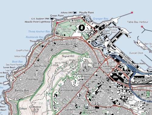 1:50 000 Topographical Map of Cape Town 3318CD Poster Print