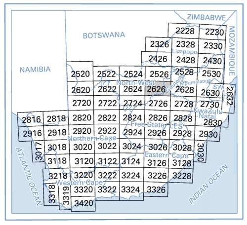 1: 250 000 Topo Cadastral Maps of South Africa Digital Download Transfer