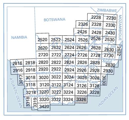 1: 250 000 Topo Cadastral Maps of South Africa Digital Files on 16GB USB