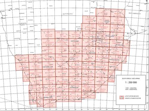 1: 250 000 Topo Cadastral Maps of South Africa Digital Files on 16GB USB