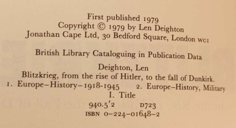 Blitzkrieg by Len Deighton Hardcover Book