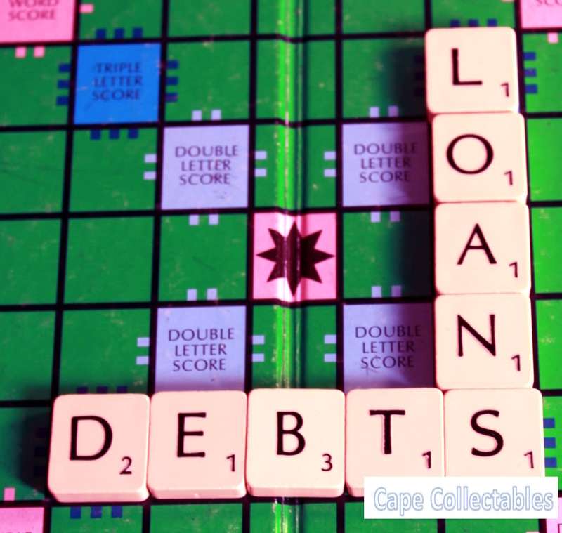 `Scrabble Board Words: Loans, Debts` Original Digital Download Stock Photo