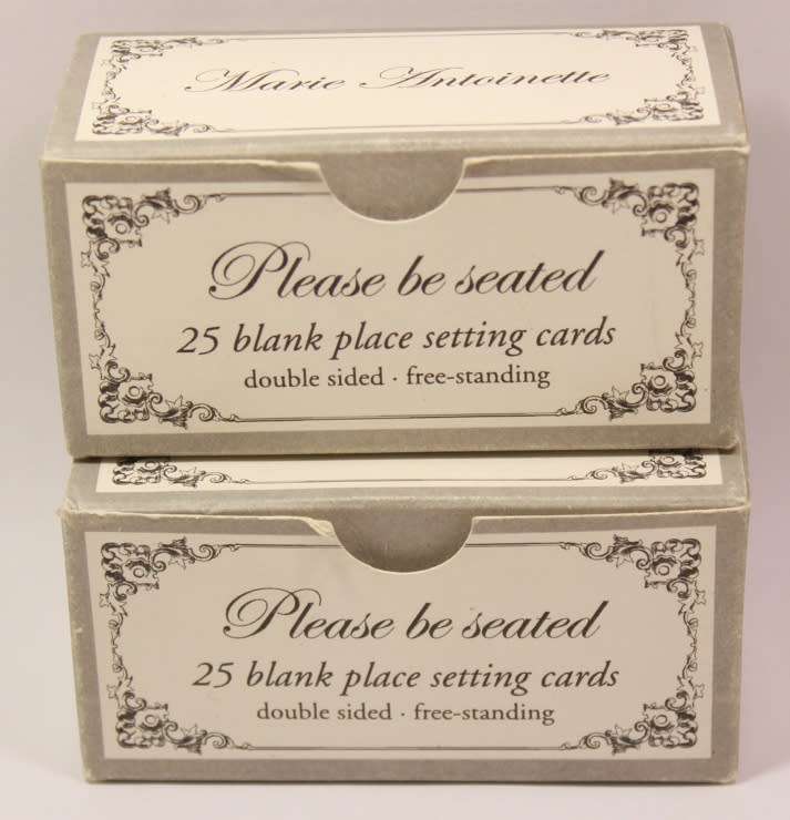 Eight Vintage Brass Table Place Card Holders With 20 Free Standing Name Cards