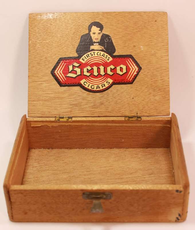 Vintage `Senco First Class Cigars` Wooden Cigar Box