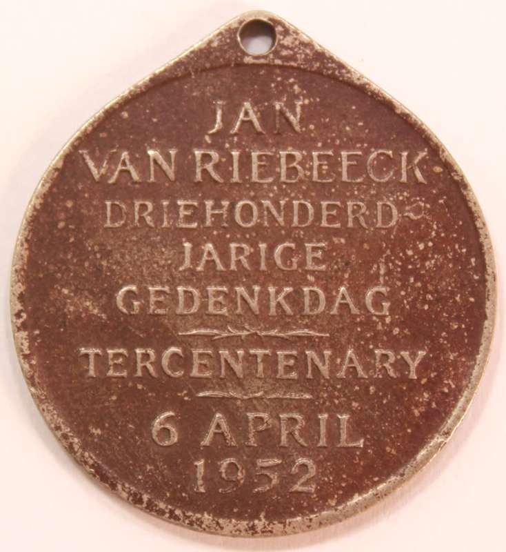 Jan Van Riebeeck Tercentenary Medallion 1952 VF20 Circulated