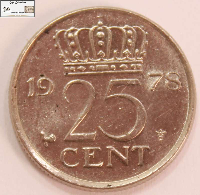 Netherlands 25 Cent Coin 1978 `Juliana` Circulated