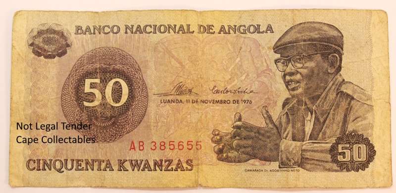 Angola 50 (Cinquenta) Kwanzas Bank Note -No Date Of Independence- (Fine) Circulated