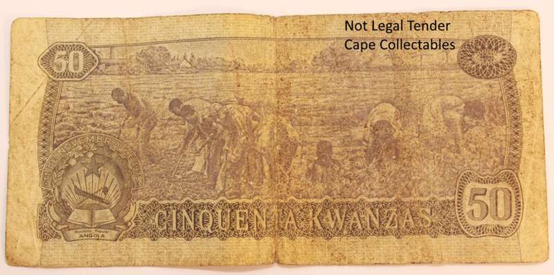 Angola 50 (Cinquenta) Kwanzas Bank Note -No Date Of Independence- (Fine) Circulated