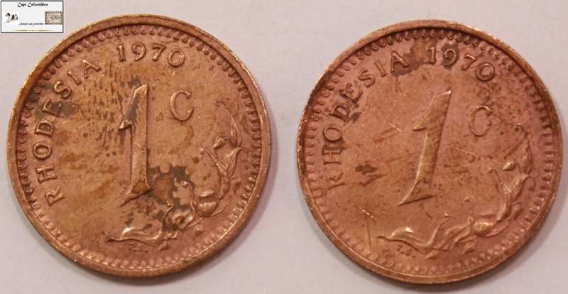 Rhodesia 1 Cent Coin 2 x 1970 (Two Coins) Circulated