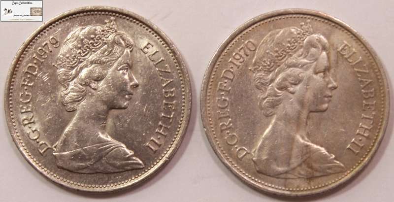 United Kingdom 10 New Pence 1970 and 1979 Coins (Two Coins) Circulated