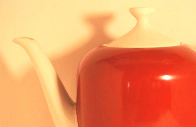 `Coffee Shops- Elegant Red and White Teapot` Original Digital Download Stock Photo