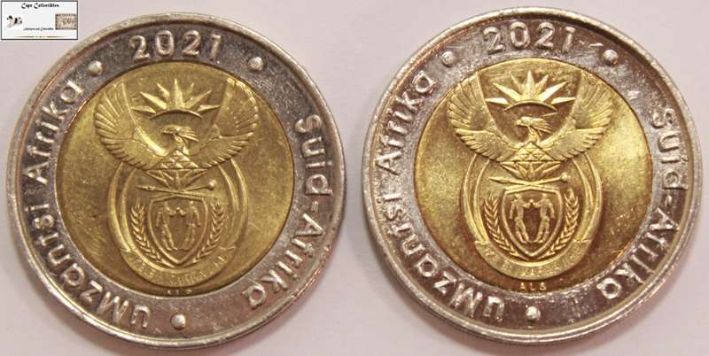 2 x South Africa 5 Rand Coin 2021 South African Reserve Bank 100 Years (Two Coins) Circulated