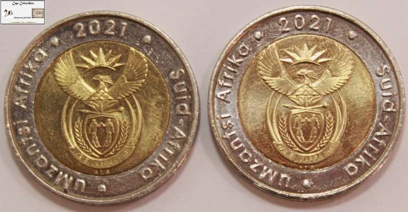 2 x South Africa 5 Rand Coin 2021 South African Reserve Bank 100 Years (Two Coins) Circulated