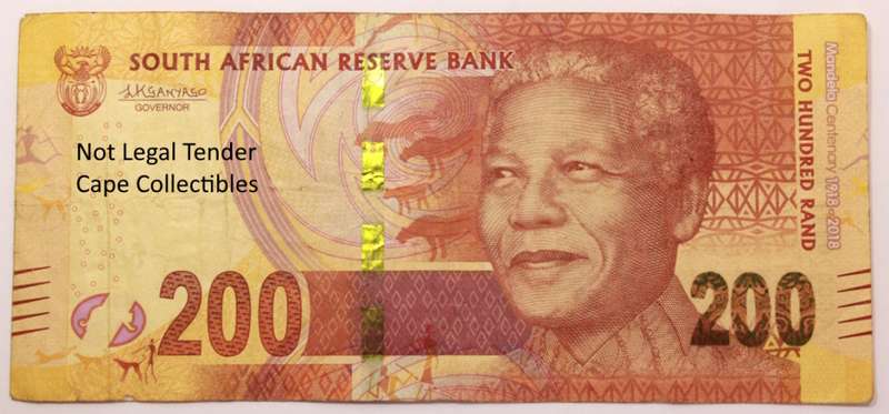 South Africa 200 Rand Nelson Mandela `Madiba`Centenary 1918-2018 SG Circulated Bank Note (Fine.)