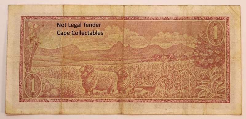 South Africa 1 Rand Bank Note Springbok Watermark de Jongh 1973 Circulated Very Fine