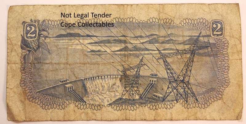 South Africa 2 Rand Bank Note Springbok Watermark de Jongh 1974 Bank Note (Fine) Circulated