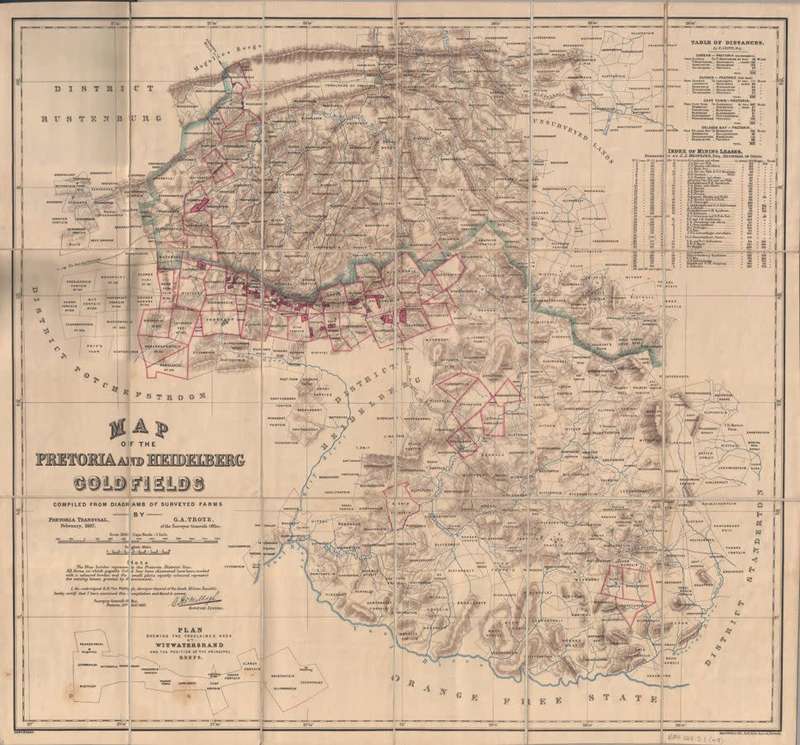 Pretoria & Heidelberg Goldfields 1887 Map by GA Troye Surveyor Digital Download