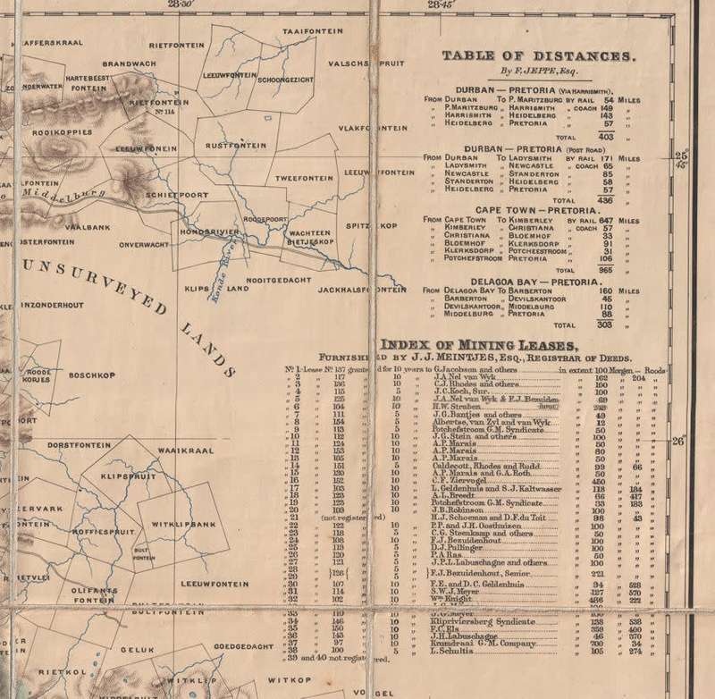 Pretoria & Heidelberg Goldfields 1887 Map by GA Troye Surveyor Digital Download