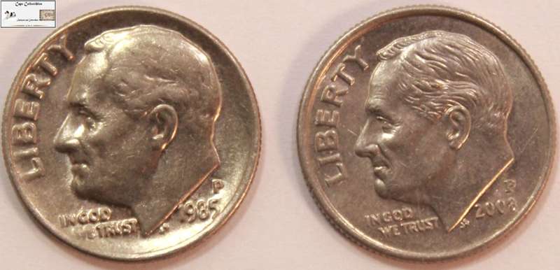 United States of America 1 Dime 1985 and 2008 Coin (Two Coins) Circulated