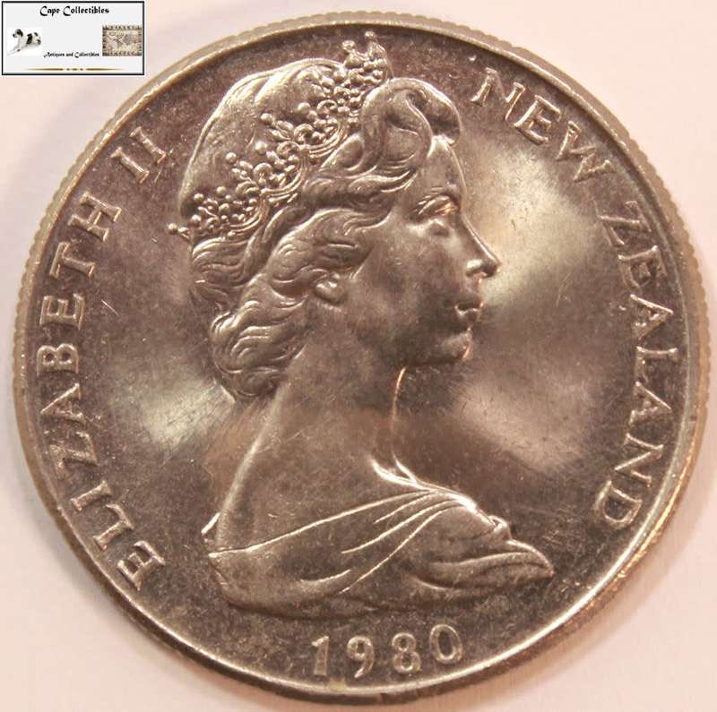 New Zealand 50 Cent Coin 1980 Endeavour Circulated.