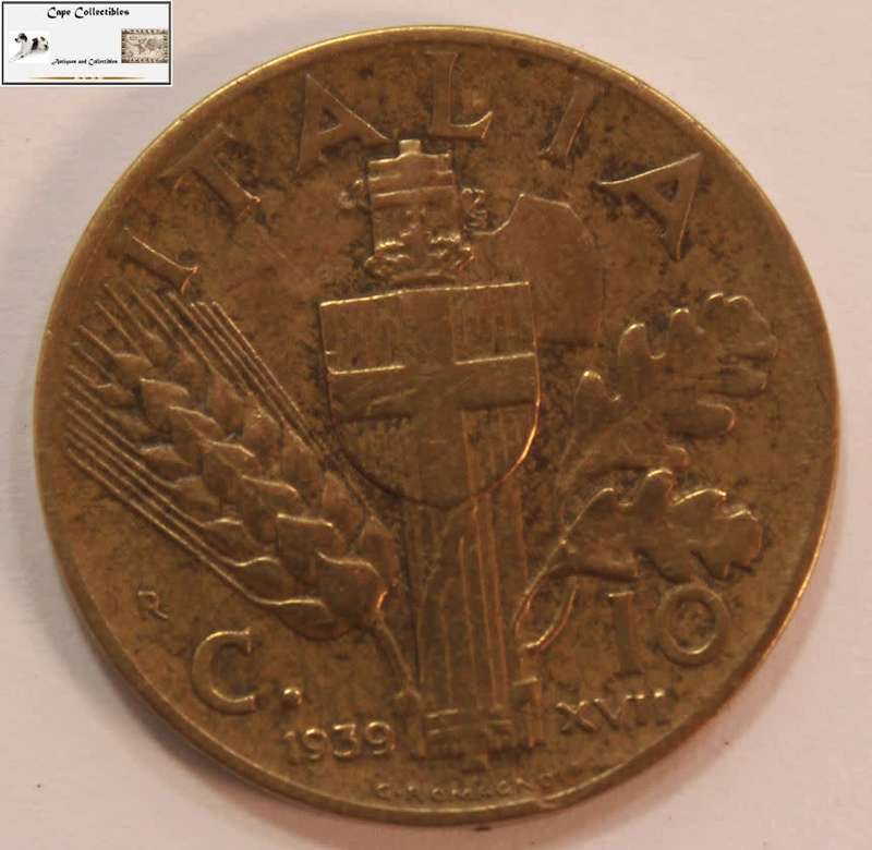 Italy 10 Centesimi 1939 Coin Circulated