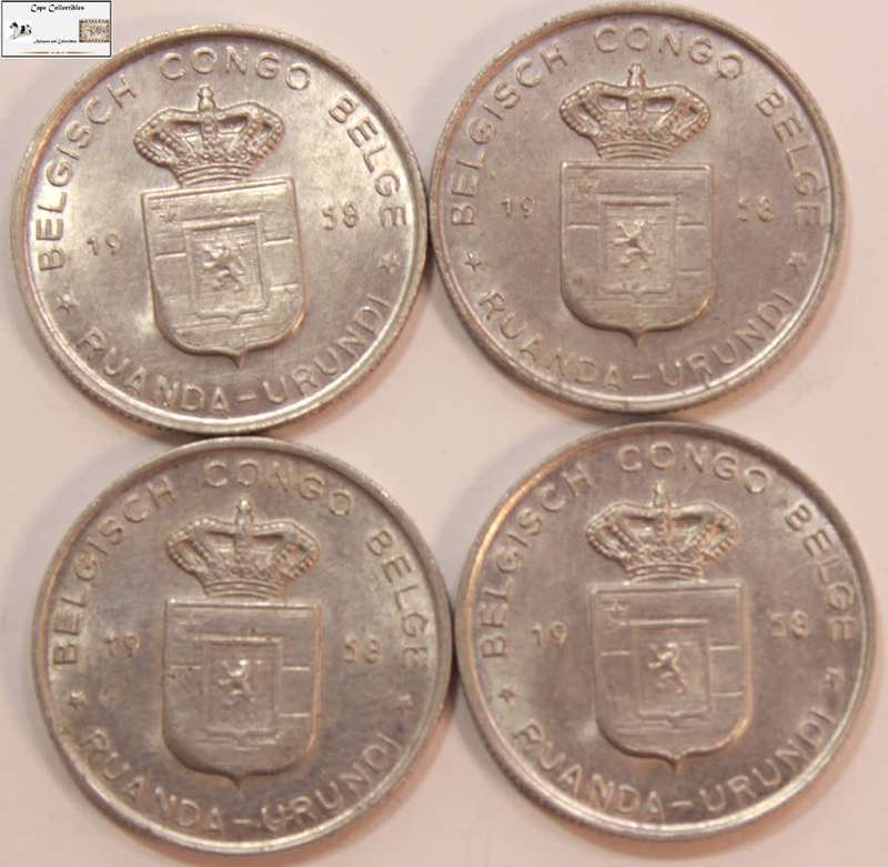 Belgian Congo Ruanda-Urundi 1 Franc 1958 x 4 (Four Coins) Circulated
