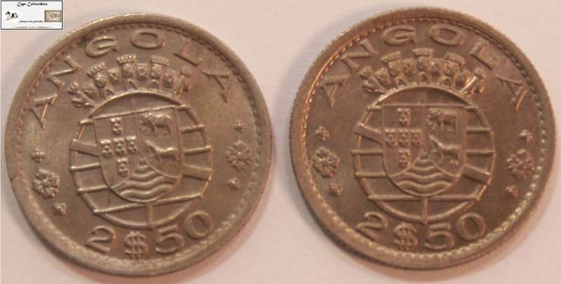 Angola 2.50 Escudos 1956 x 2 (Two Coins) Circulated