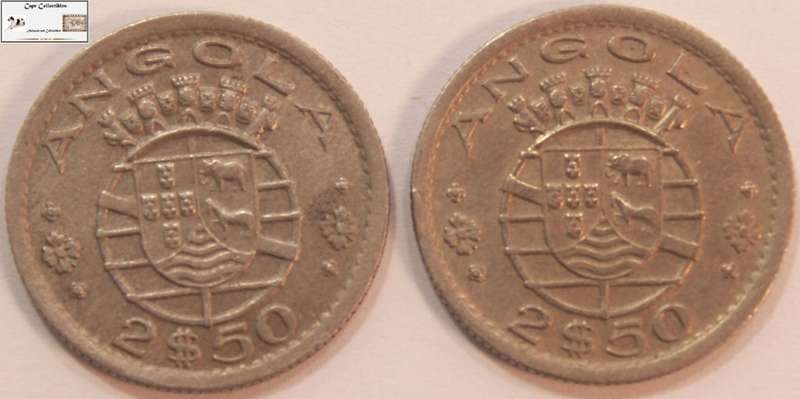 Angola 2.50 Escudos 1953 x 2 (Two Coins) Circulated