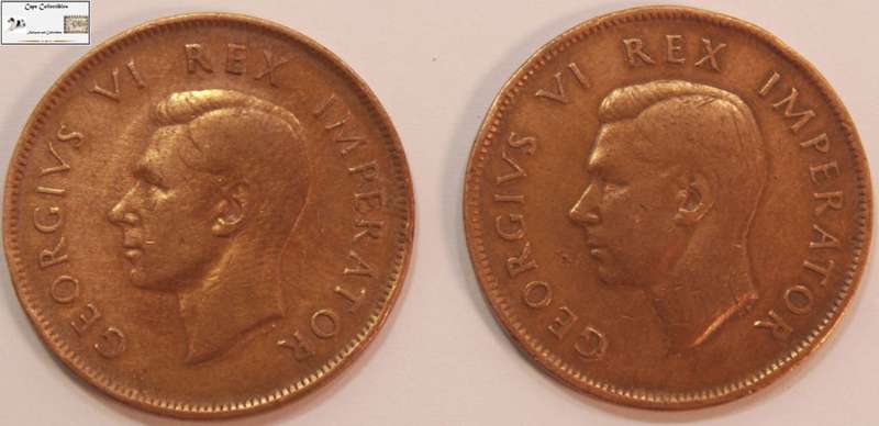 South Africa 1 Penny 1942 x 2 (Two Coins) Circulated