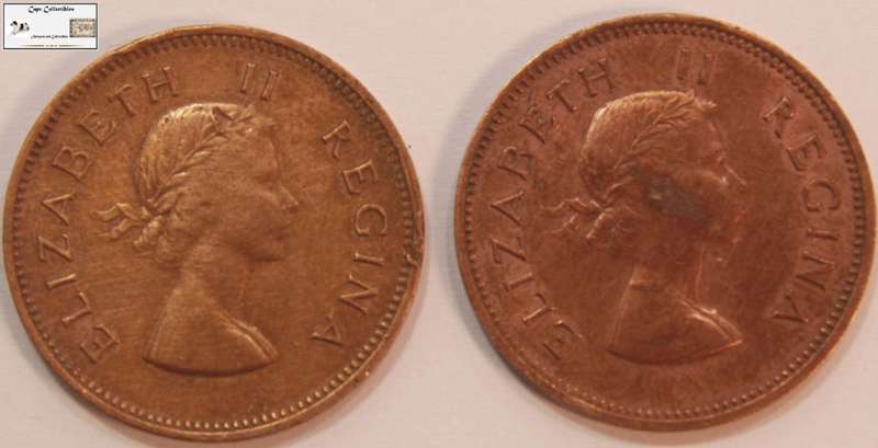 South Africa 1/2 Penny 1955 & 1958  (Two Coins) Circulated