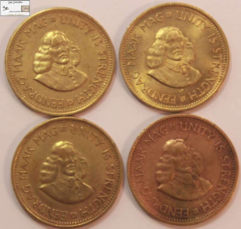South Africa 1/2 Cent 1961 x 4 (Four Coins) Circulated