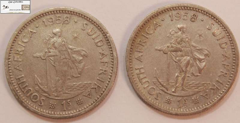 South Africa 1 Shilling 1958 x 2 (Two Coins)  Circulated