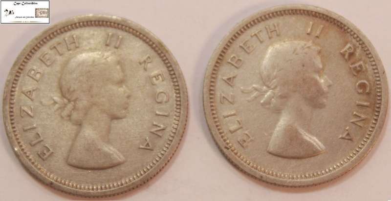 South Africa 1 Shilling 1958 x 2 (Two Coins)  Circulated