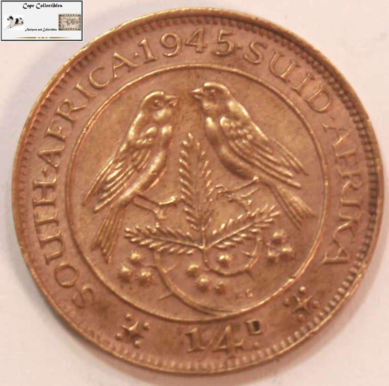 South Africa 1/4 Penny (Farthing) 1945 Coin XF40 Circulated