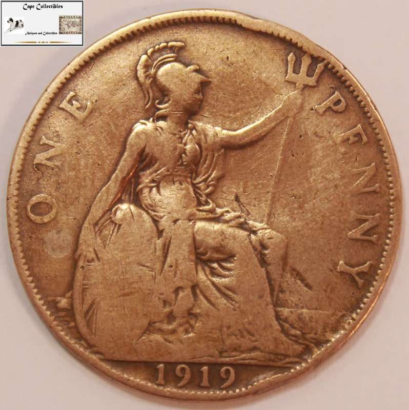 United Kingdom 1919 1 Penny Coin Circulated
