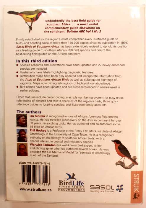 Sasol Birds of Southern Africa Softcover Book Third Edition