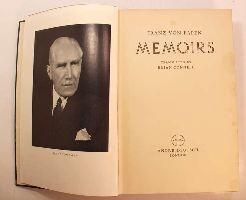 Memoirs by Franz Von Papen Hardcover Book