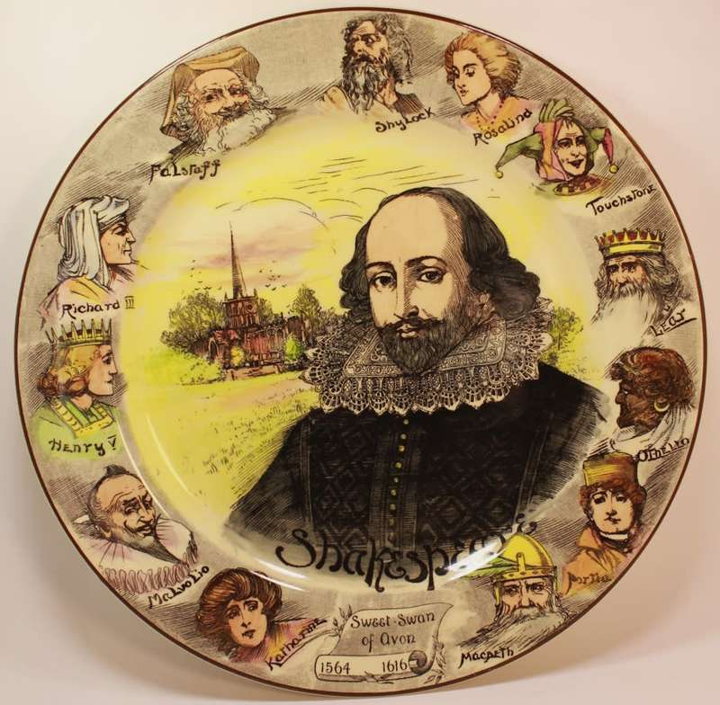 Vintage Royal Doulton `Shakespeare`s Portrait` D5910 Wall Plate