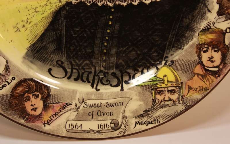 Vintage Royal Doulton `Shakespeare`s Portrait` D5910 Wall Plate
