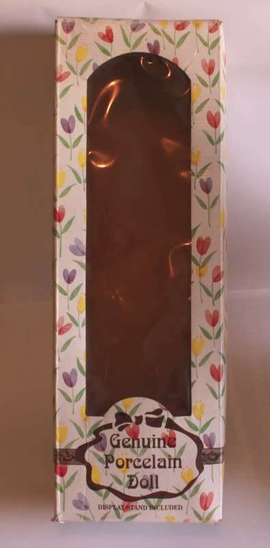 Hand Painted Porcelain Doll With Victorian Style Outfit With Display Stand & Original Box