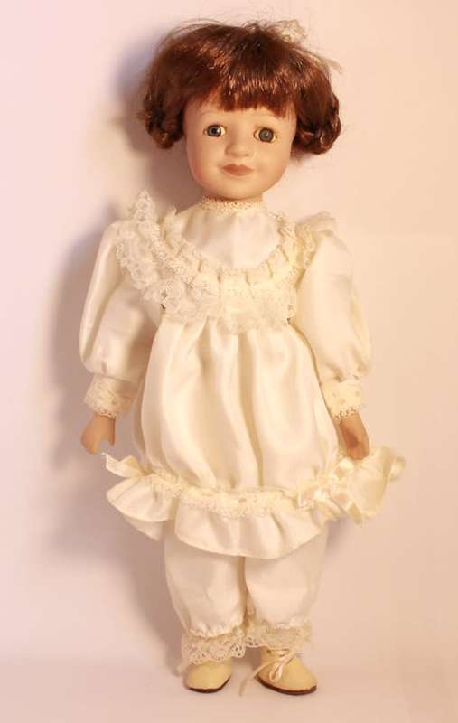 Hand Painted Porcelain Doll with Nightdress in Original Box