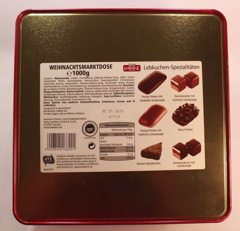 Aachener Weihnachtsmarkt Spezialitaten von Lambertz Chocolate Tin (Empty)