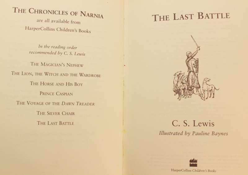 The Chronicles of Narnia `The Last Battle` by C.S. Lewis Hardcover Book