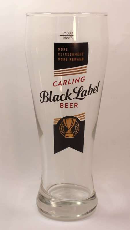 Six Black Label 500ml Draught Beer Glasses in Original Box