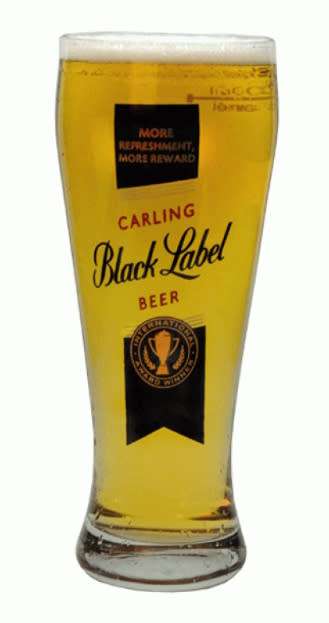 Six Black Label 500ml Draught Beer Glasses in Original Box