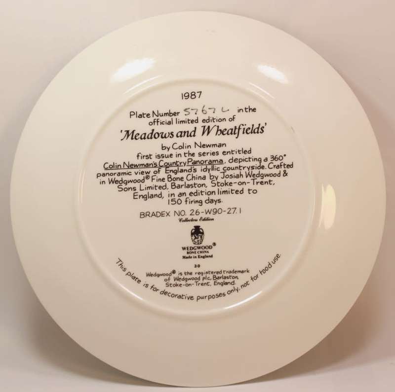 Wedgwood 1987 Bone China Wall Plate `Meadows and Wheatfields` Limited Edition #5767L by Colin Newman
