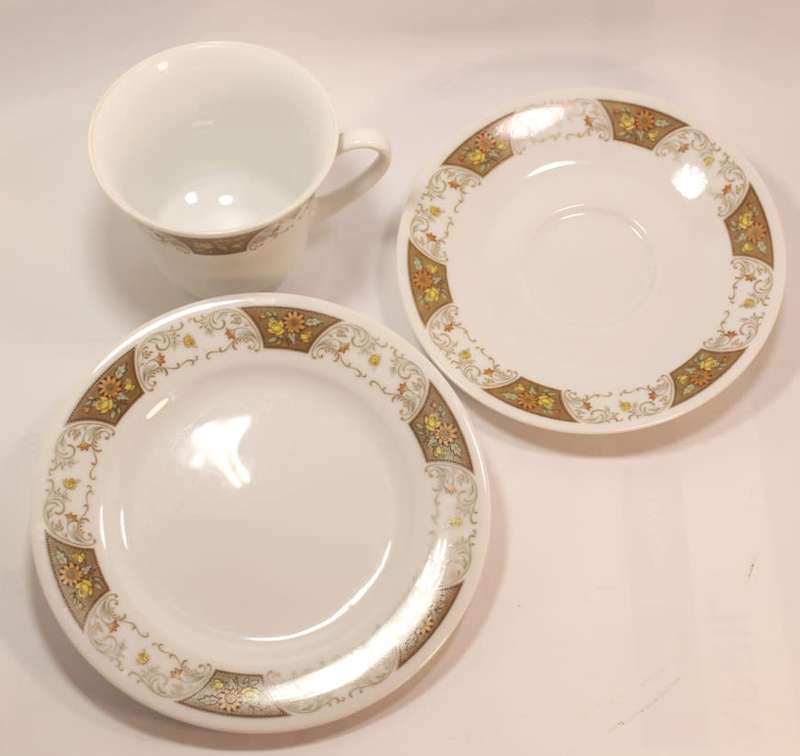 Filigree Pattern 424 Noritake Royal Ceramics White Bone China Tea Service Trio