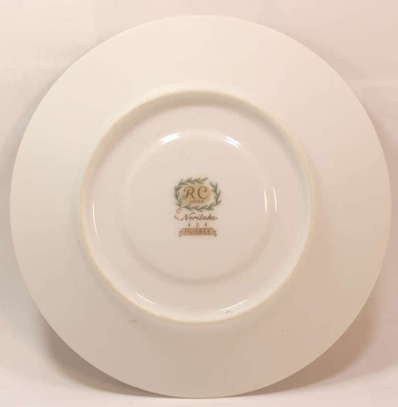 Filigree Pattern 424 Noritake Royal Ceramics White Bone China Tea Service Trio