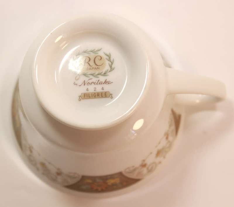 Filigree Pattern 424 Noritake Royal Ceramics White Bone China Tea Service Trio