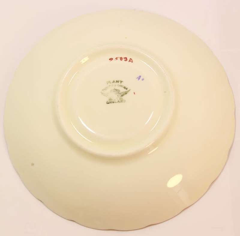 Vintage Bone China Tuscan China Footed Teacup and Saucer Blue Trim  & Floral Lowestoft Pattern